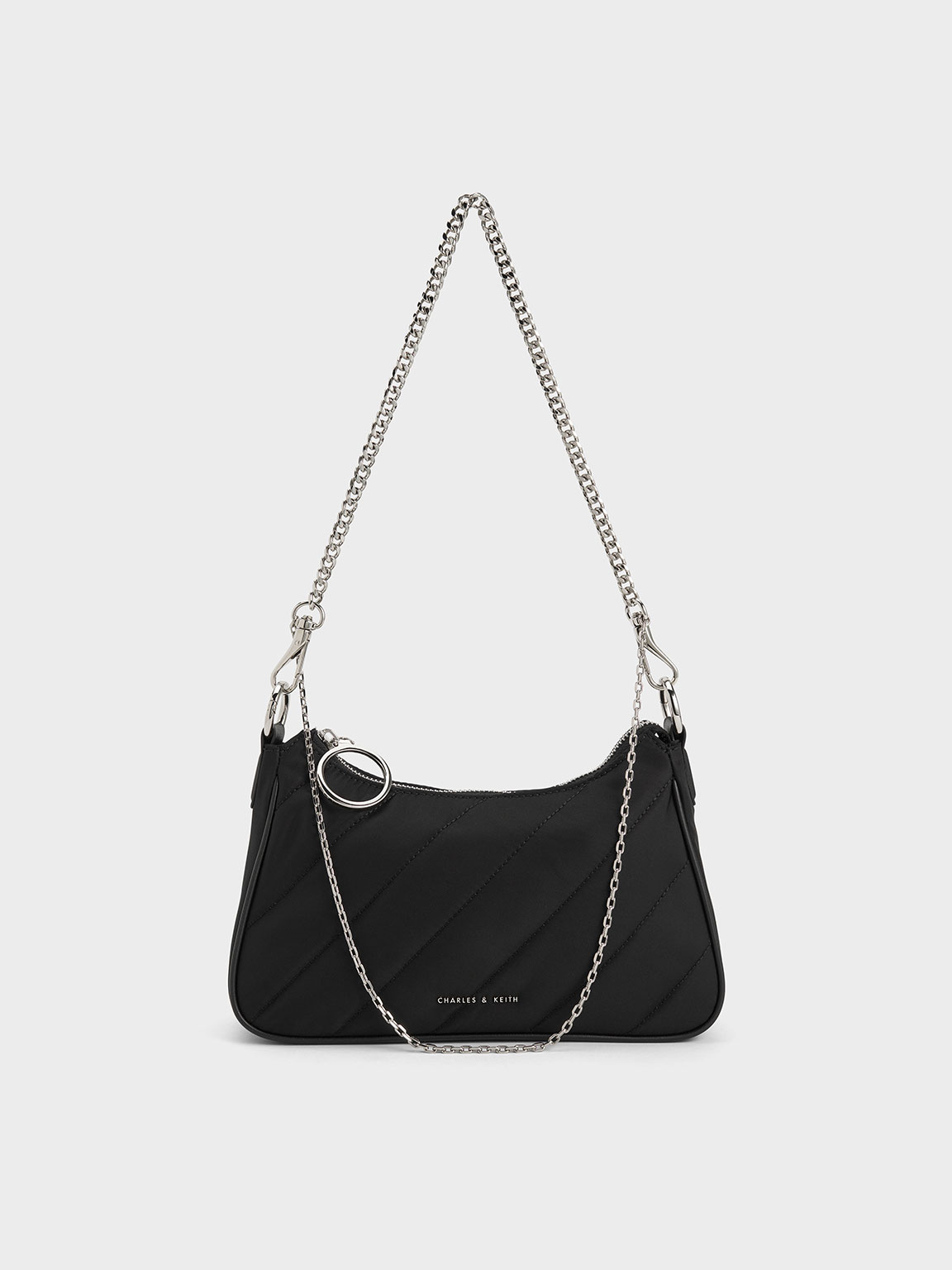 Philomena Nylon Puffy Chain-Strap Crossbody Bag - Noir - CHARLES