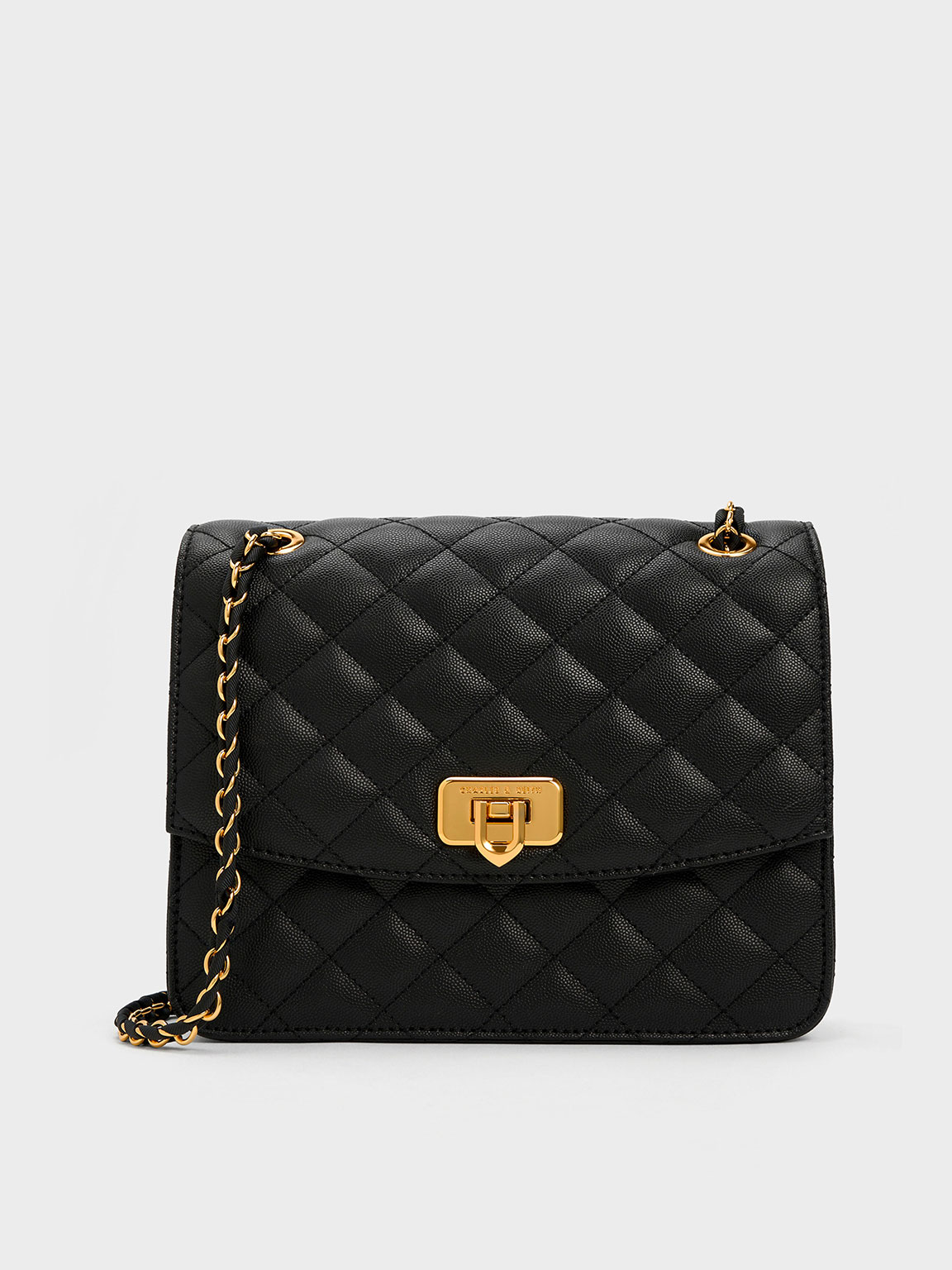 Black Cressida Quilted Chain Strap Bag - CHARLES & KEITH TH