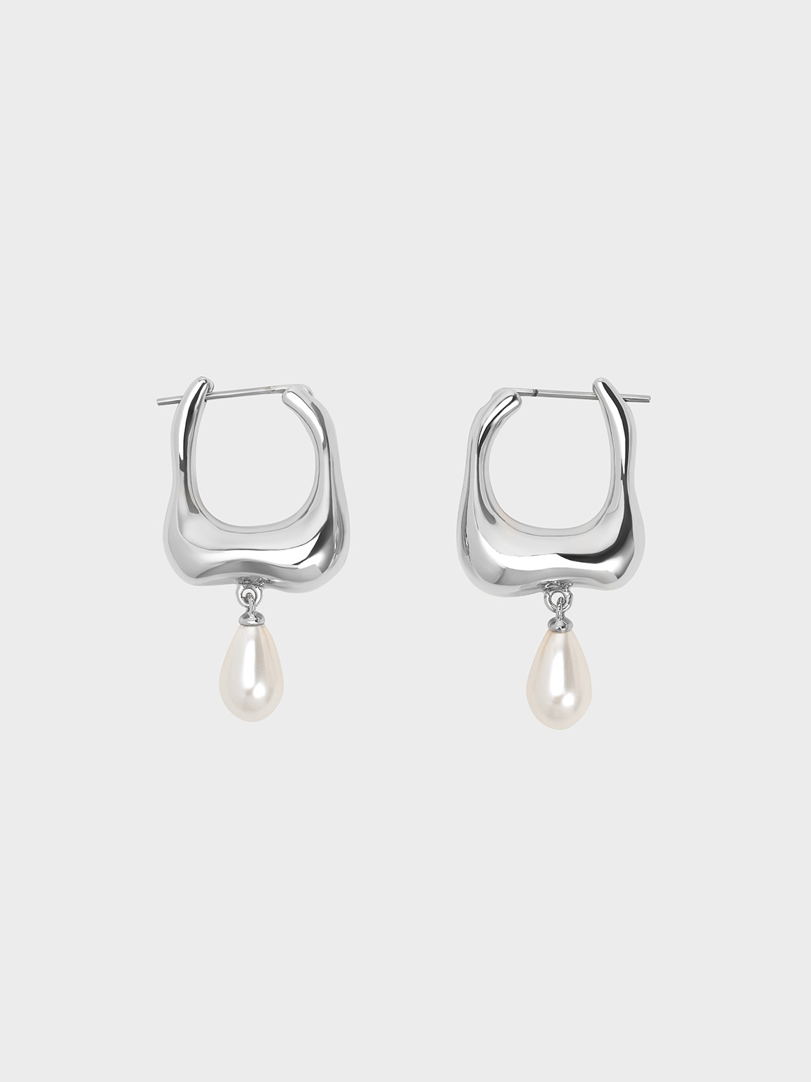 アクセサリーその他 MIDNIGHT MOMENT - half hoop pearl earring - silver Silver Hoop Earrings with Pearl. Designed in NZ | FV