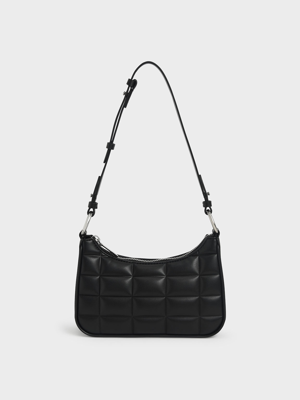 กระเป๋าสะพายไหล่ Black Maze Quilted Chain Shoulder Bag CHARLES & KEITH TH