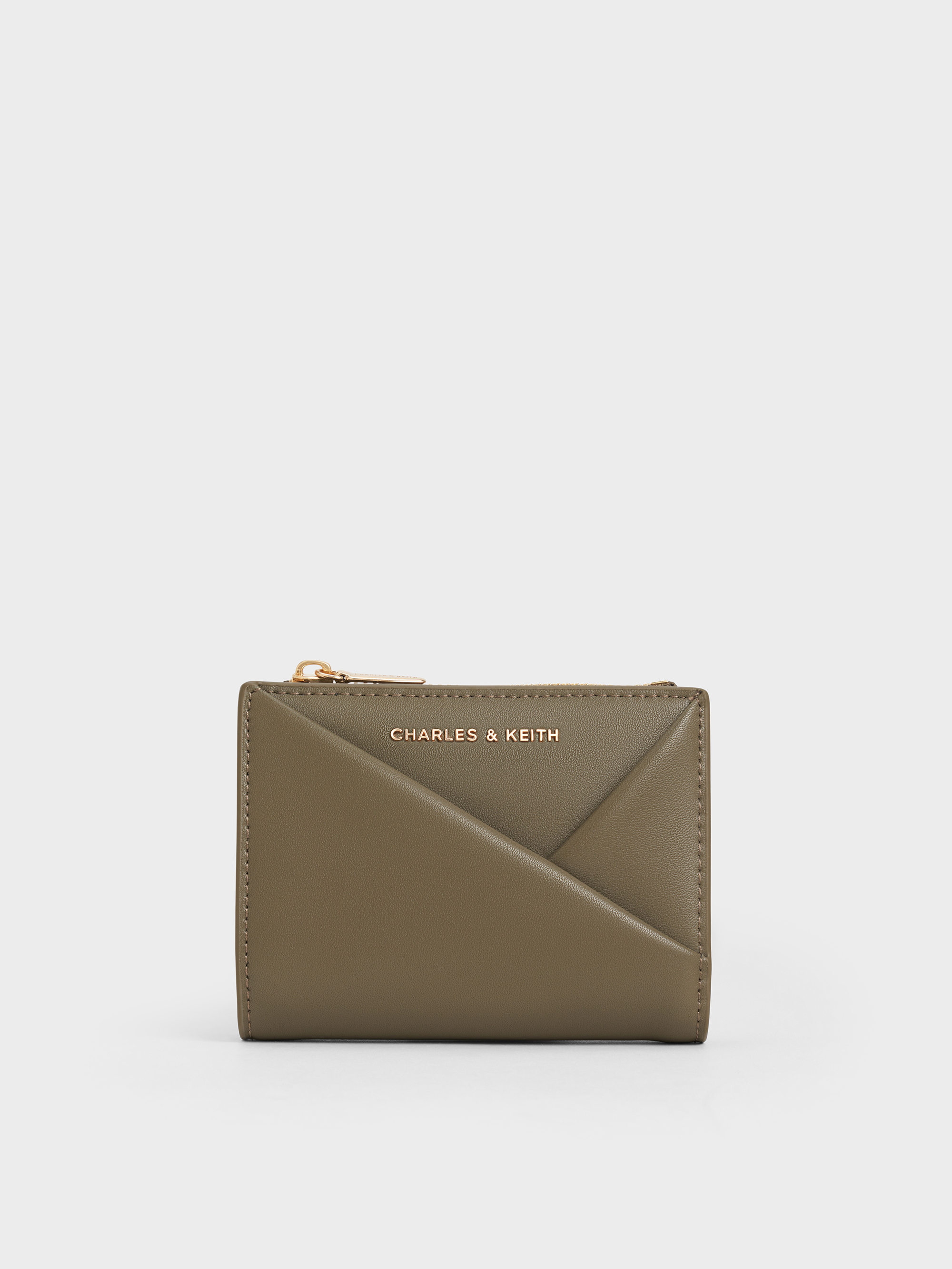 Deep Olive Midori Geometric Top-Zip Wallet - CHARLES & KEITH TH