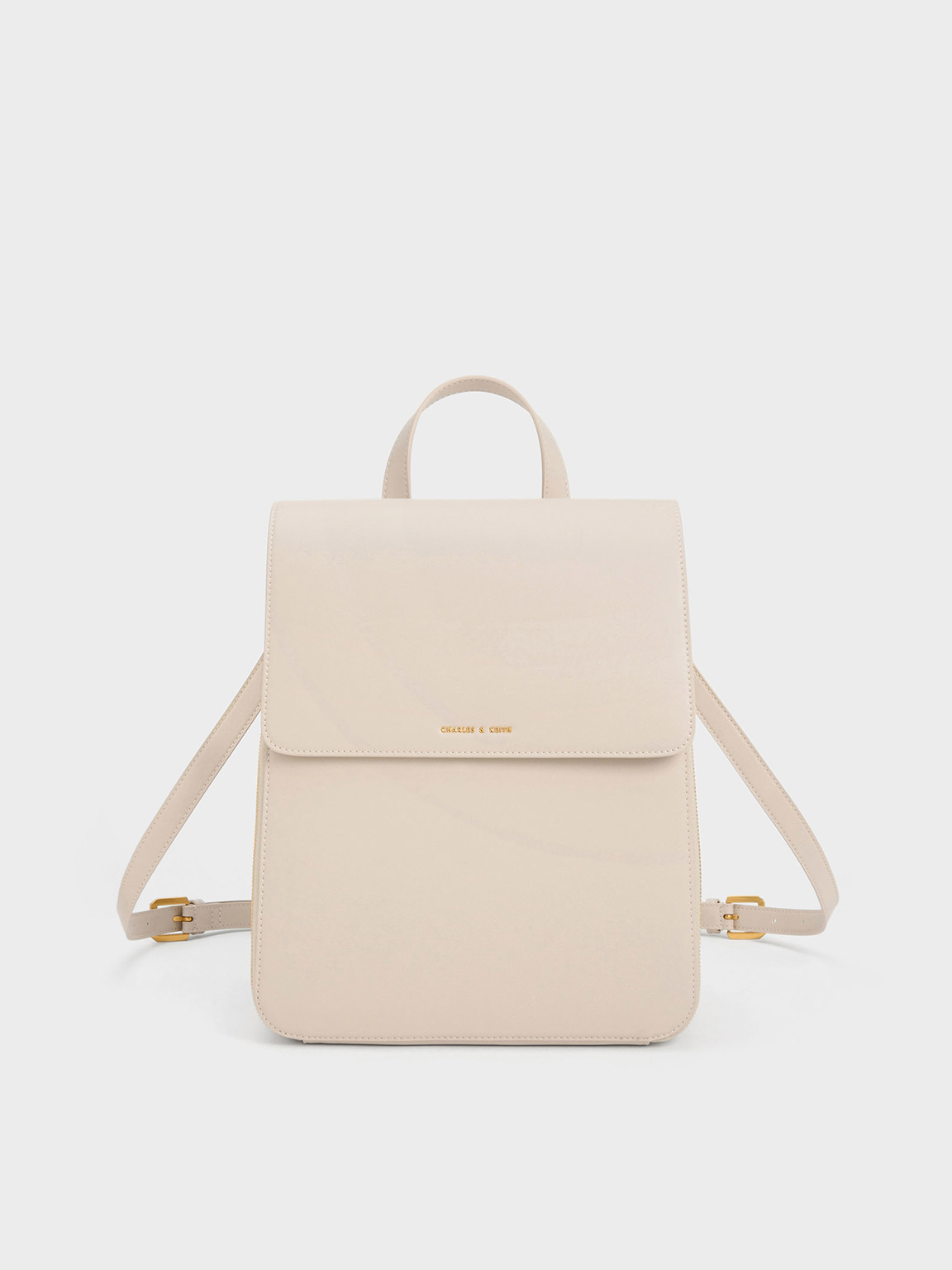 Ivory Front Flap Structured Backpack CHARLES KEITH TH