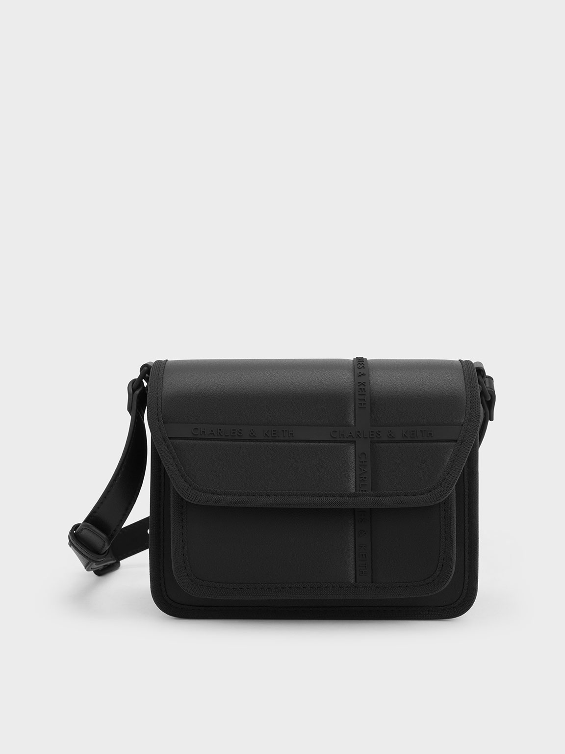 Black Avenue Contrast-Trim Crossbody Bag - CHARLES & KEITH TH