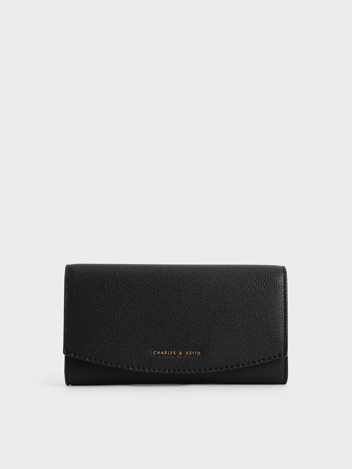 กระเป๋าสตางค์ใบยาว Black Briony Curved Flap Long Wallet สีดำ