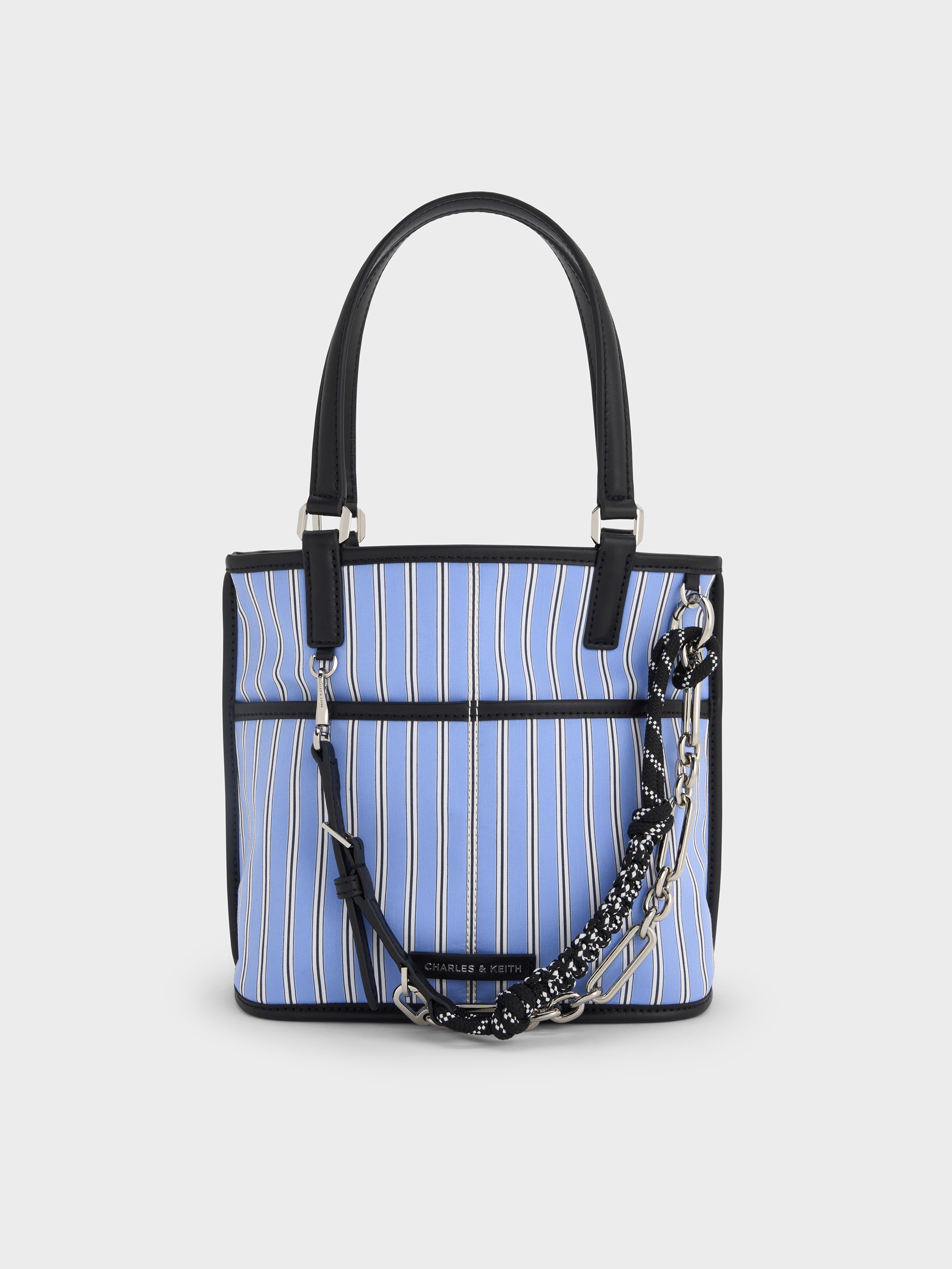 Blue Addison Striped Knotted-Rope Reversible Tote Bag