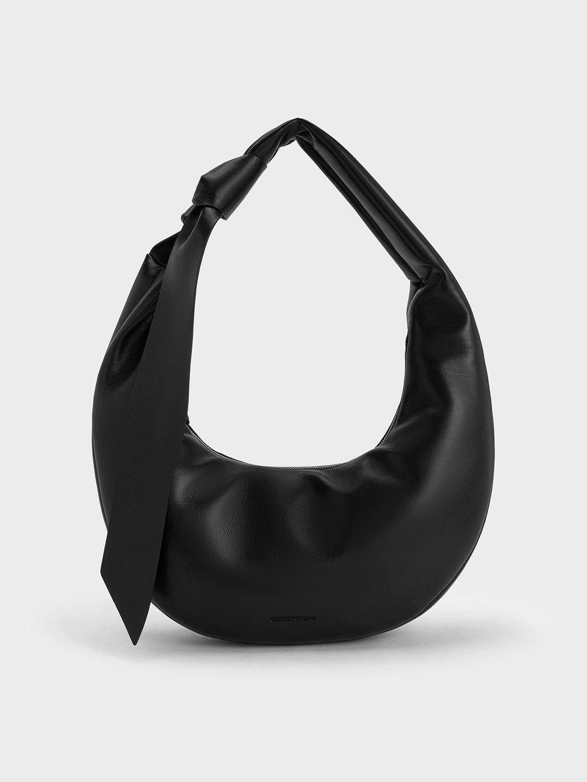 [TOOMUCHTAX] / ☆ SATIN MINI HOBO BAG / BLACK Noir Toni Knotted Crescent Hobo Bag - CHARLES & KEITH TH