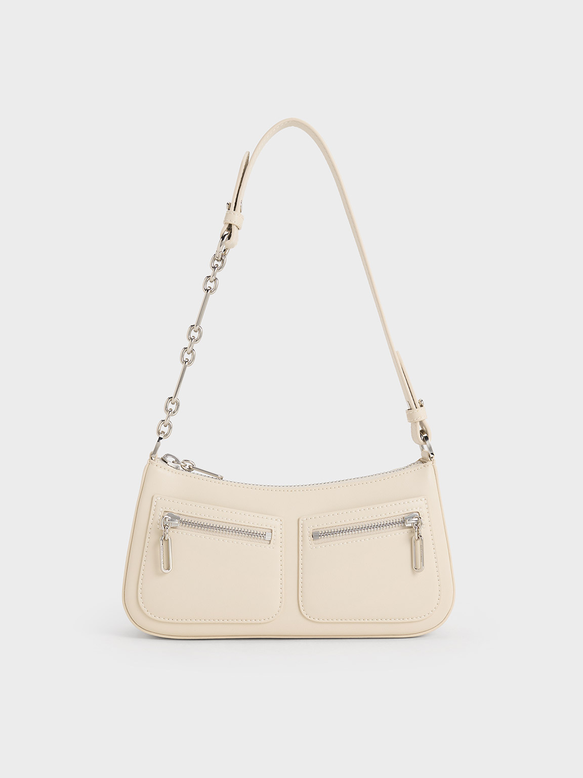 Beige Chain-Strap Shoulder Bag - CHARLES & KEITH TH