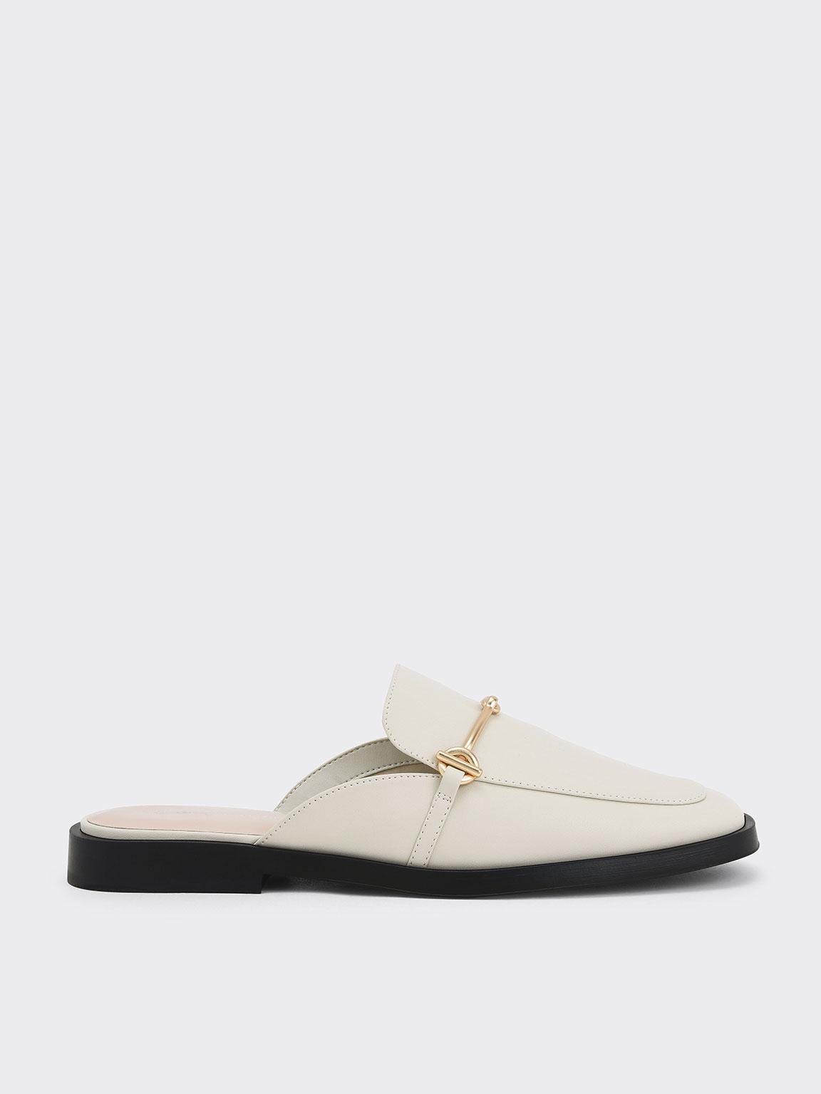 Chalk Metallic Bar Loafer Mules CHARLES KEITH TH