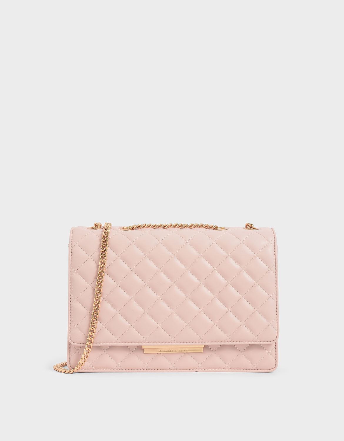 Pink Quilted Chain Strap Shoulder Bag CHARLES & KEITH TH