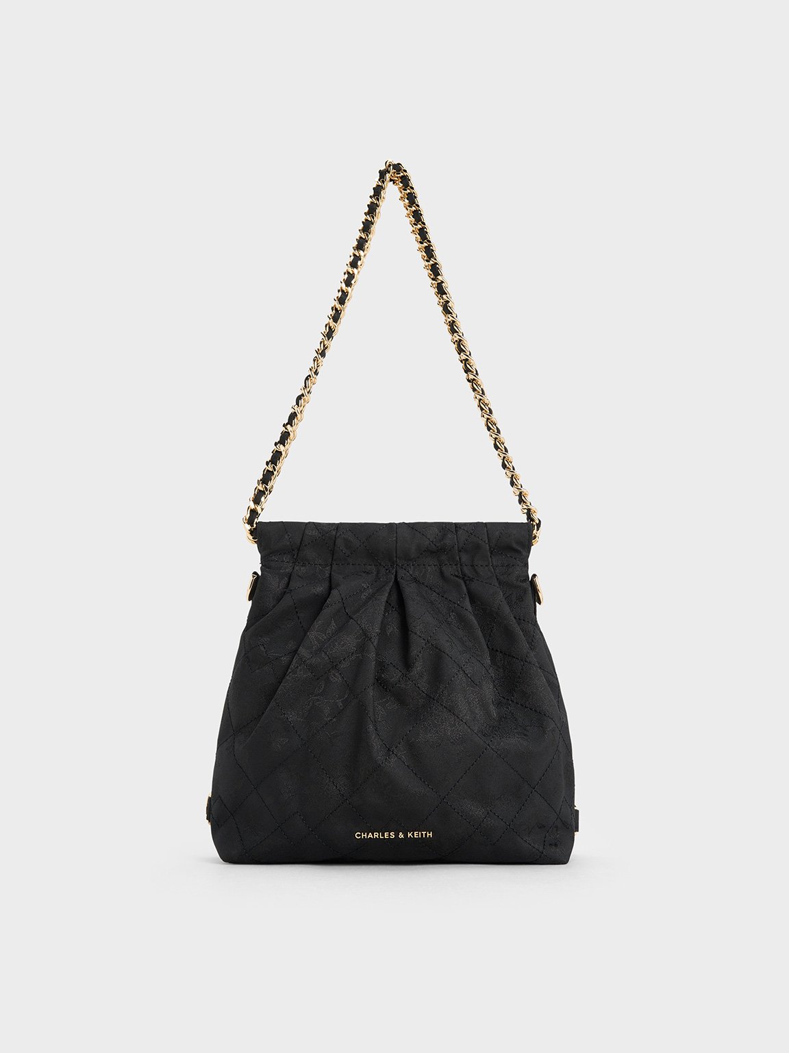 Black Duo Jacquard Chain-Handle Two-Way Backpack - CHARLES