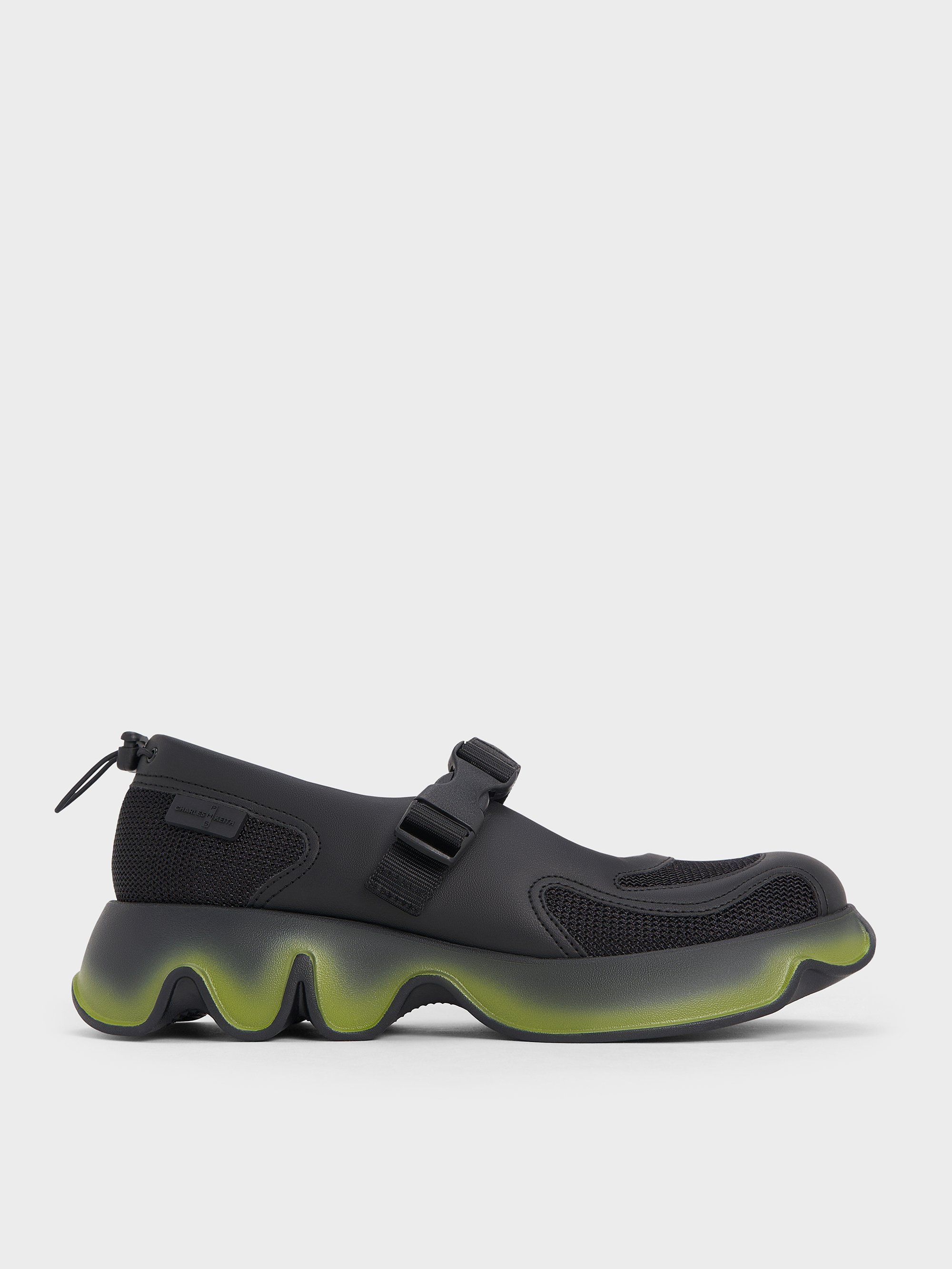Black Mesh Gradient Wave Mary Jane Sneakers - CHARLES & KEITH TH