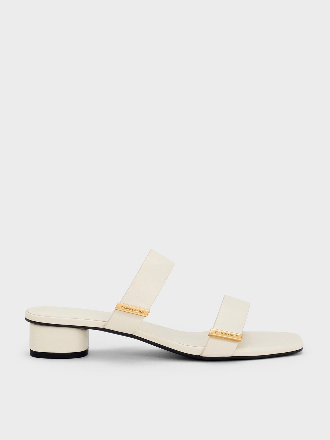 Chalk Metallic-Accent Double-Strap Heeled Sandals - CHARLES